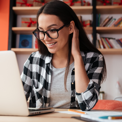 Woman using a laptop